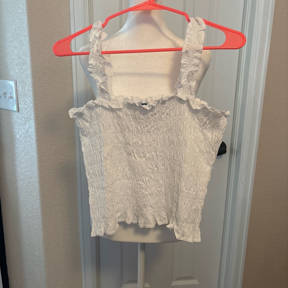 Old Navy White Ruffle Strap Crop Top